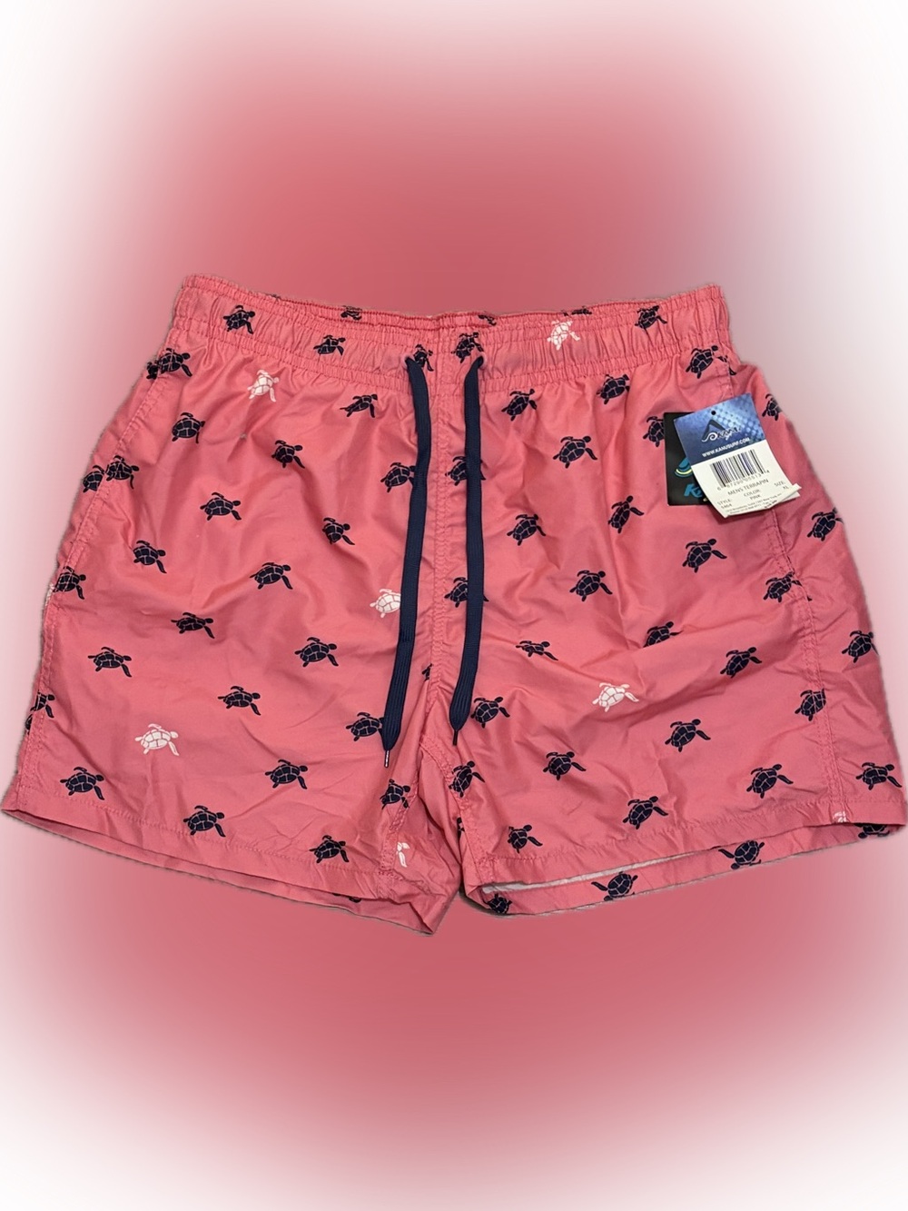 NWT Men's Pink Turtle Print Swim Trunks